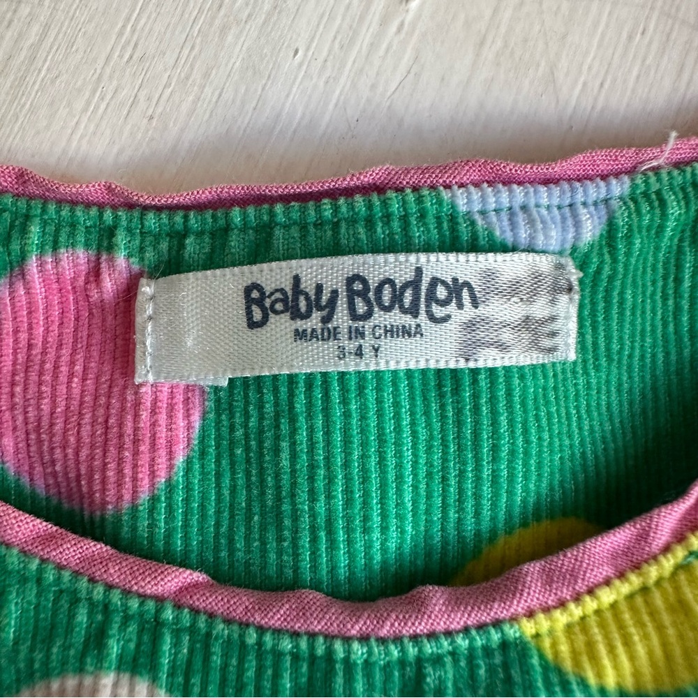 Mini Boden Green Corduroy Polka Dot Jumper Dress - Picture 2 of 4